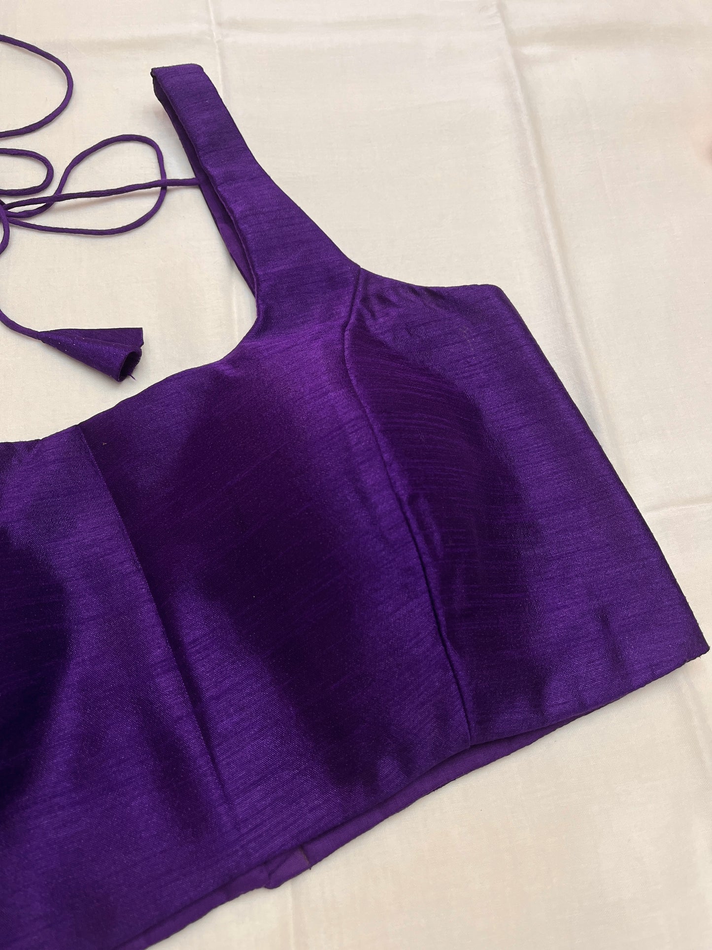 Ink Purple Raw Silk Basic Strap Blouse