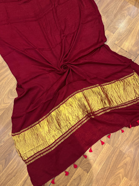 Maroon Modal Silk Lagdi Pallu Saree