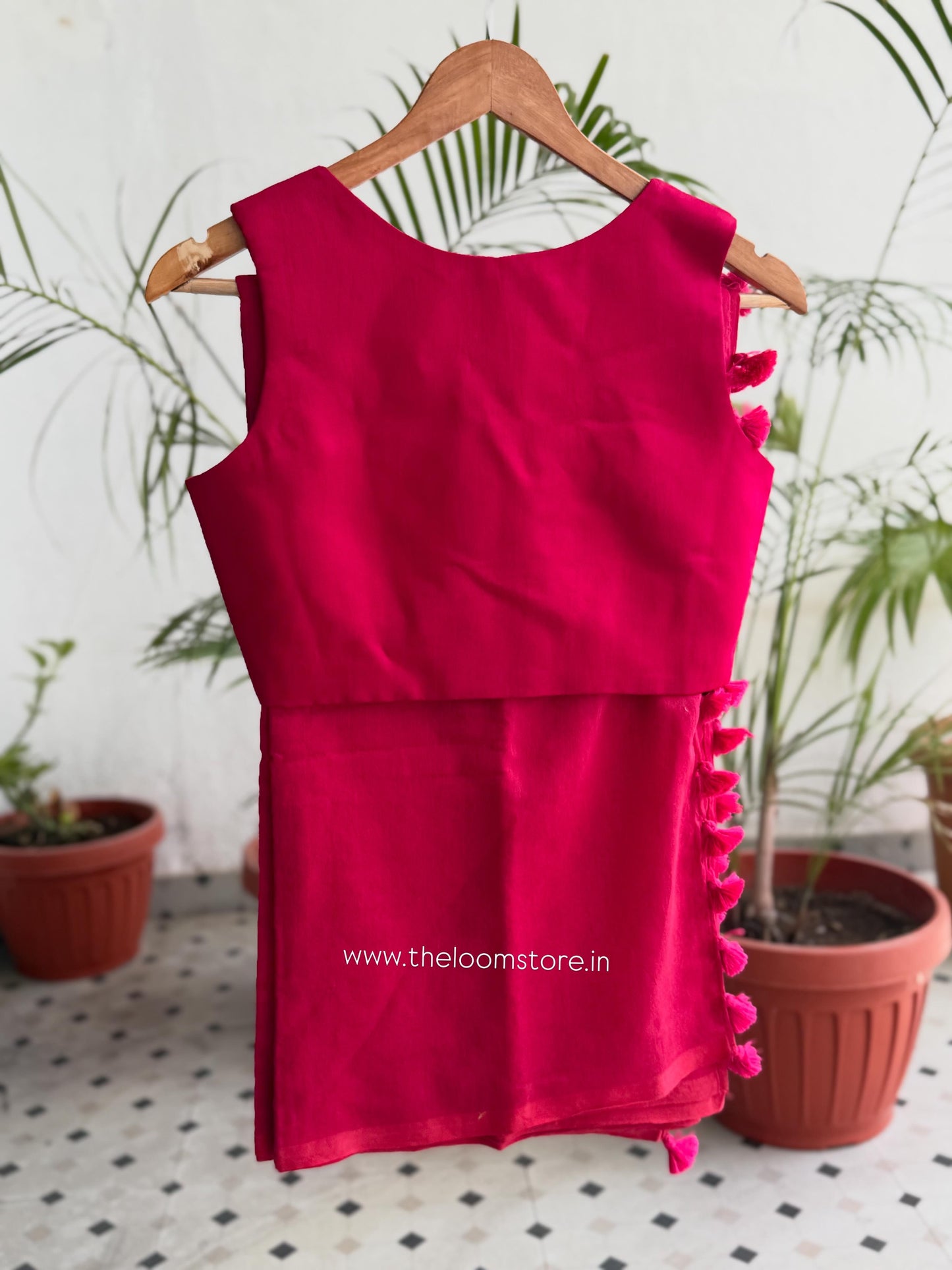 Hottie Pink Saree Blouse Combo Set