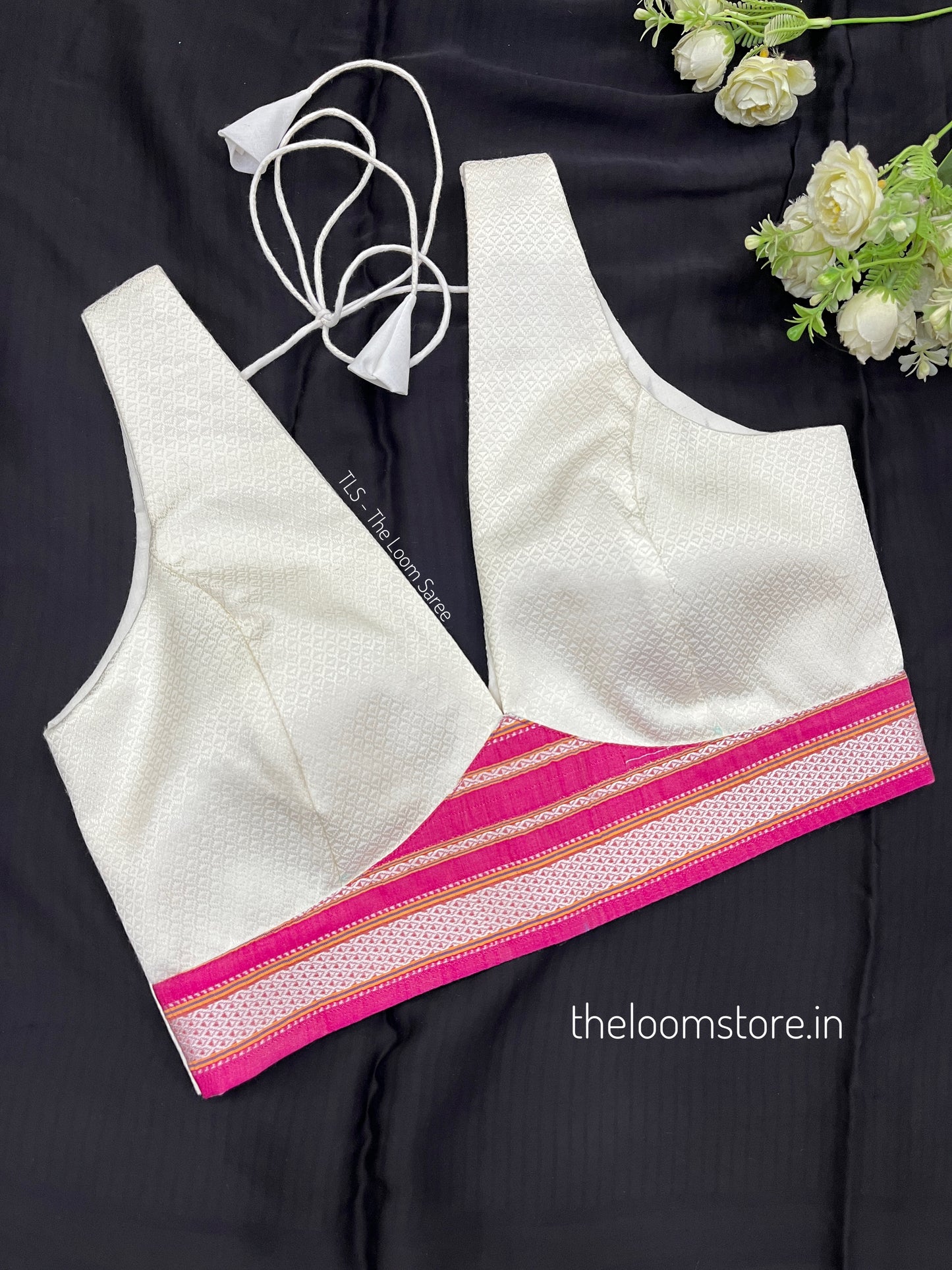 Off White Pink Khun Saree Blouse Co-Ord Set