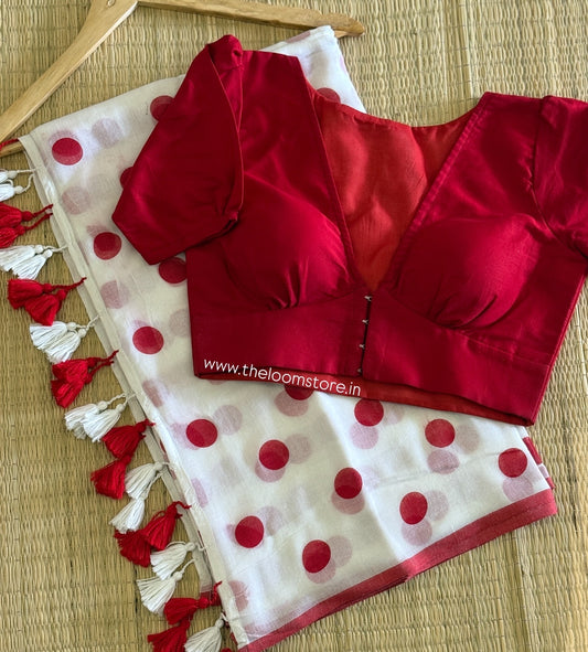 Snowberry Dots Saree & Blouse Set