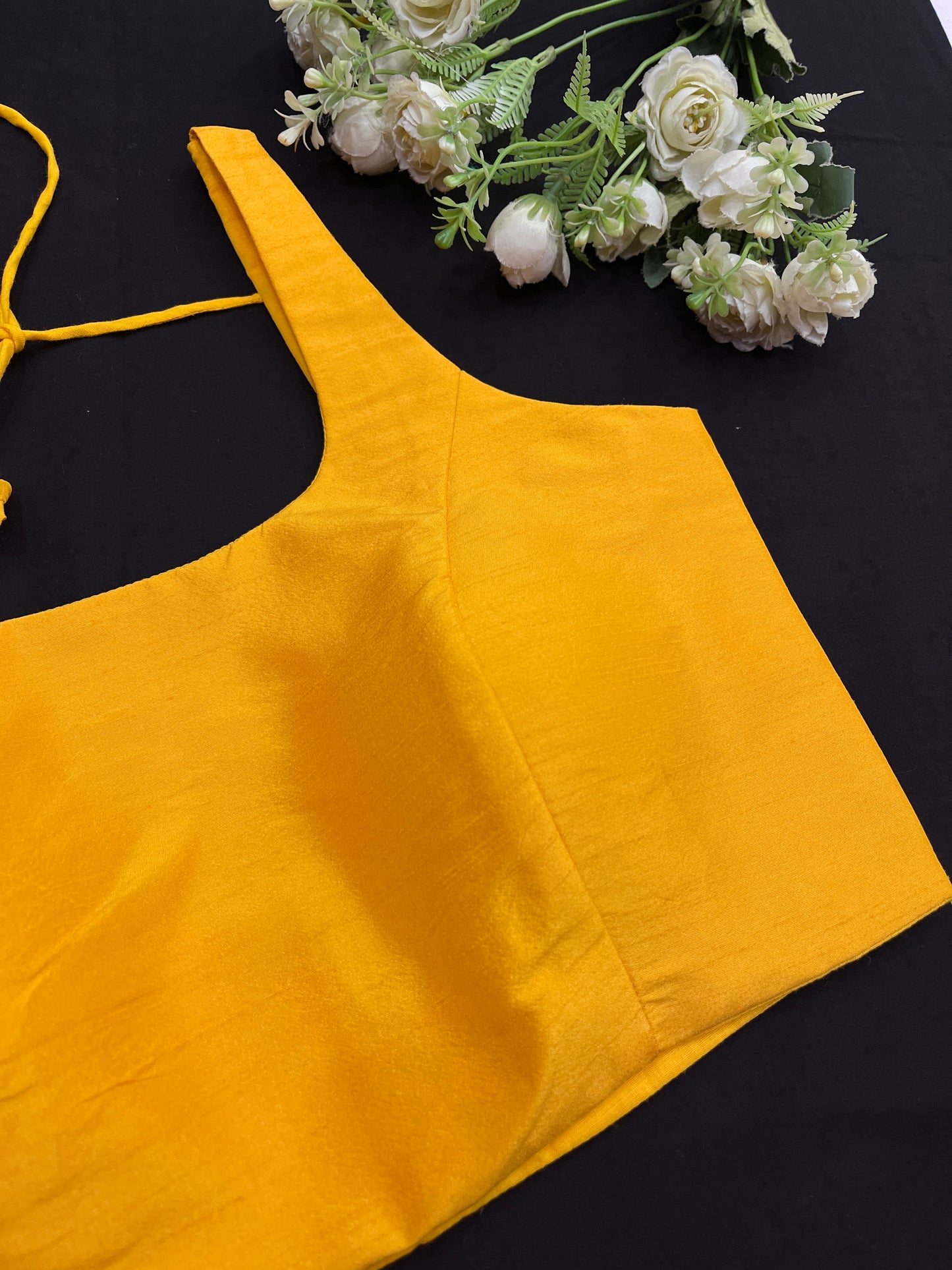 Yellow Raw Silk Basic Strap Blouse