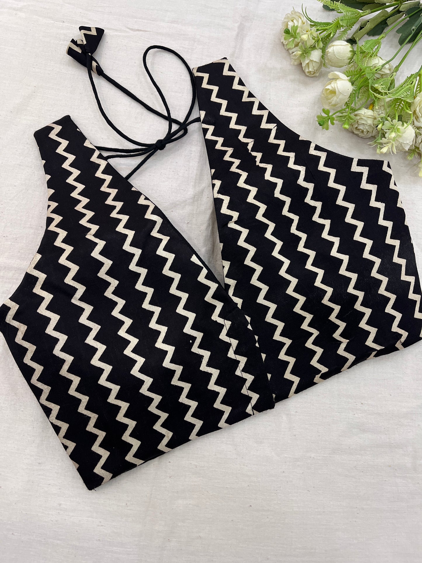 Black Chevron Modal Silk Blouse