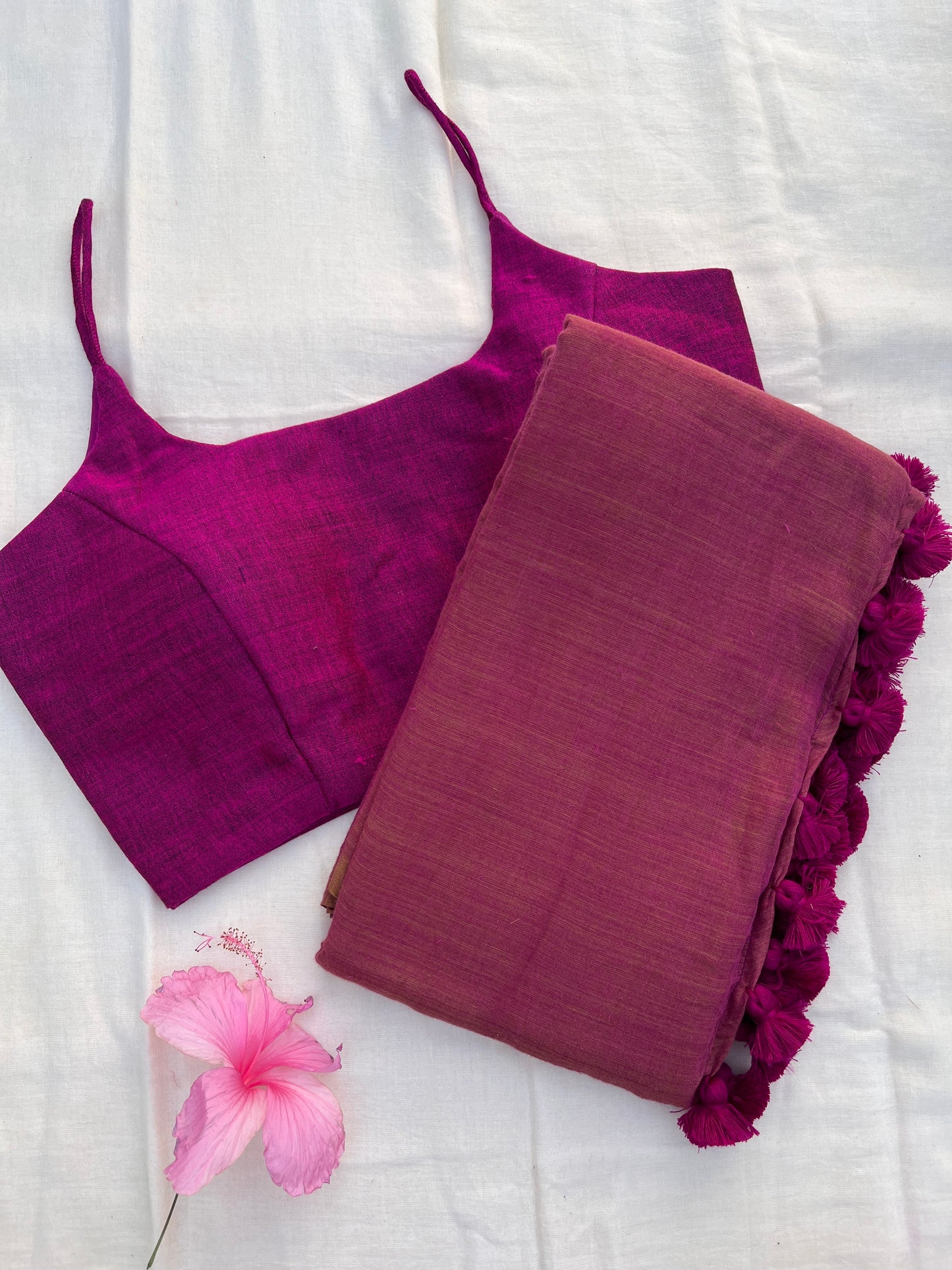 Mystic Rust Purple Saree Blouse Combo Set