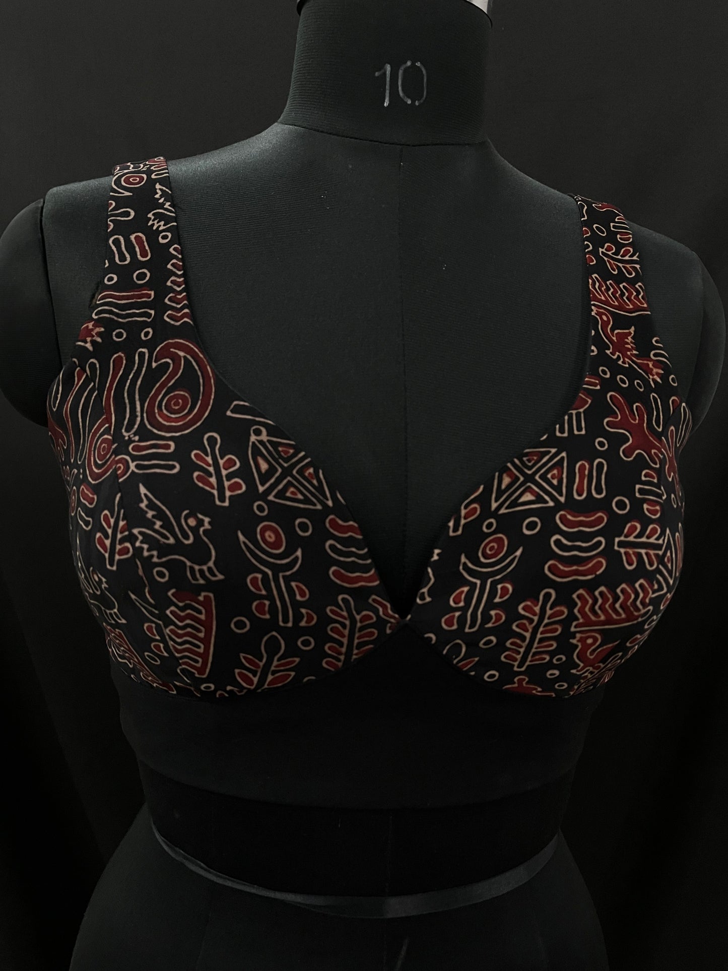 Black Abstract Print Modal Silk Sleeveless Blouse