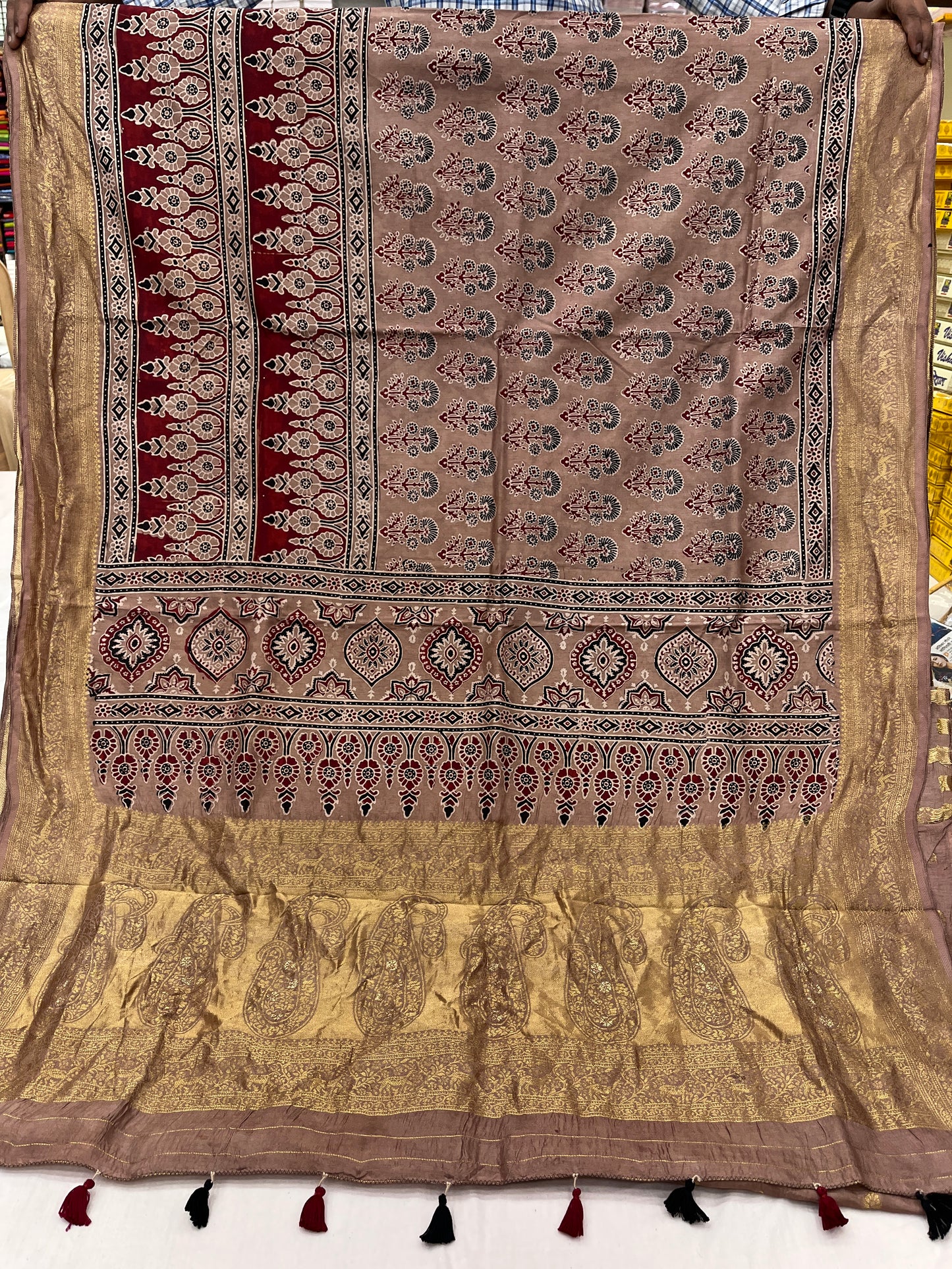 Ajrakh Dola Silk Saree 16