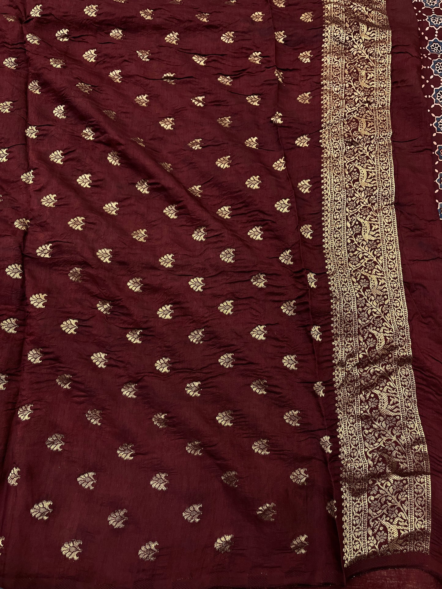 Ajrakh Dola Silk Saree 07