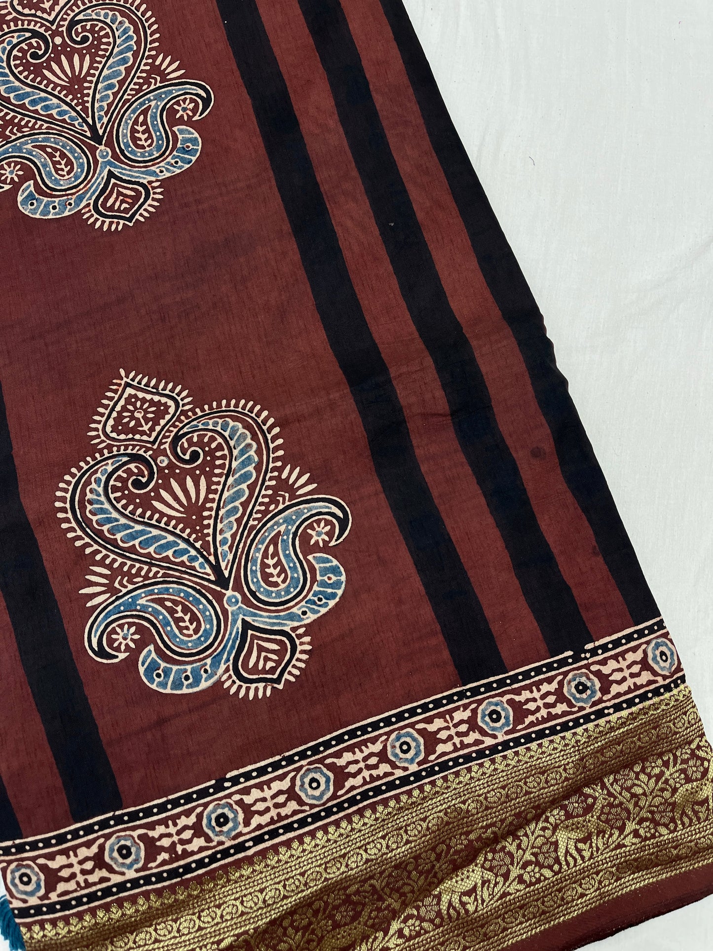 Ajrakh Dola Silk Saree 21