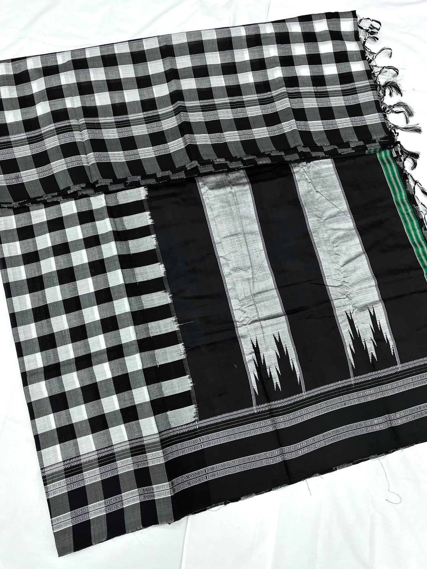 Black White Box Checks Ilkal Saree