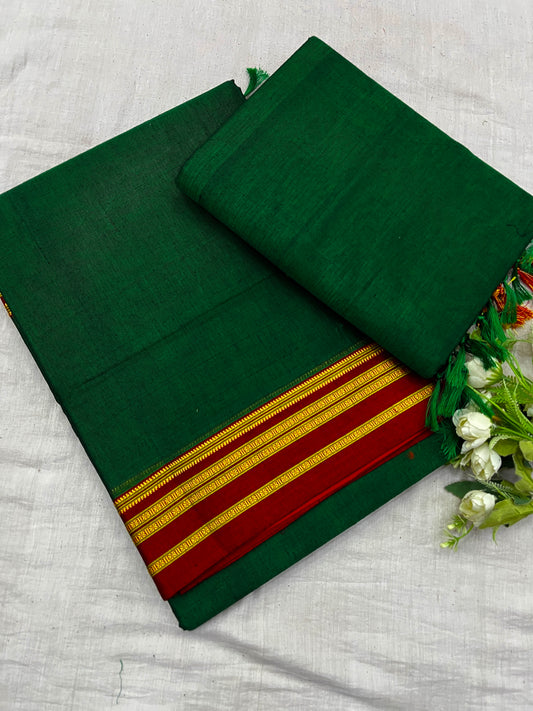 Green Gayathri Border Rayon Cotton Ilkal Sarees