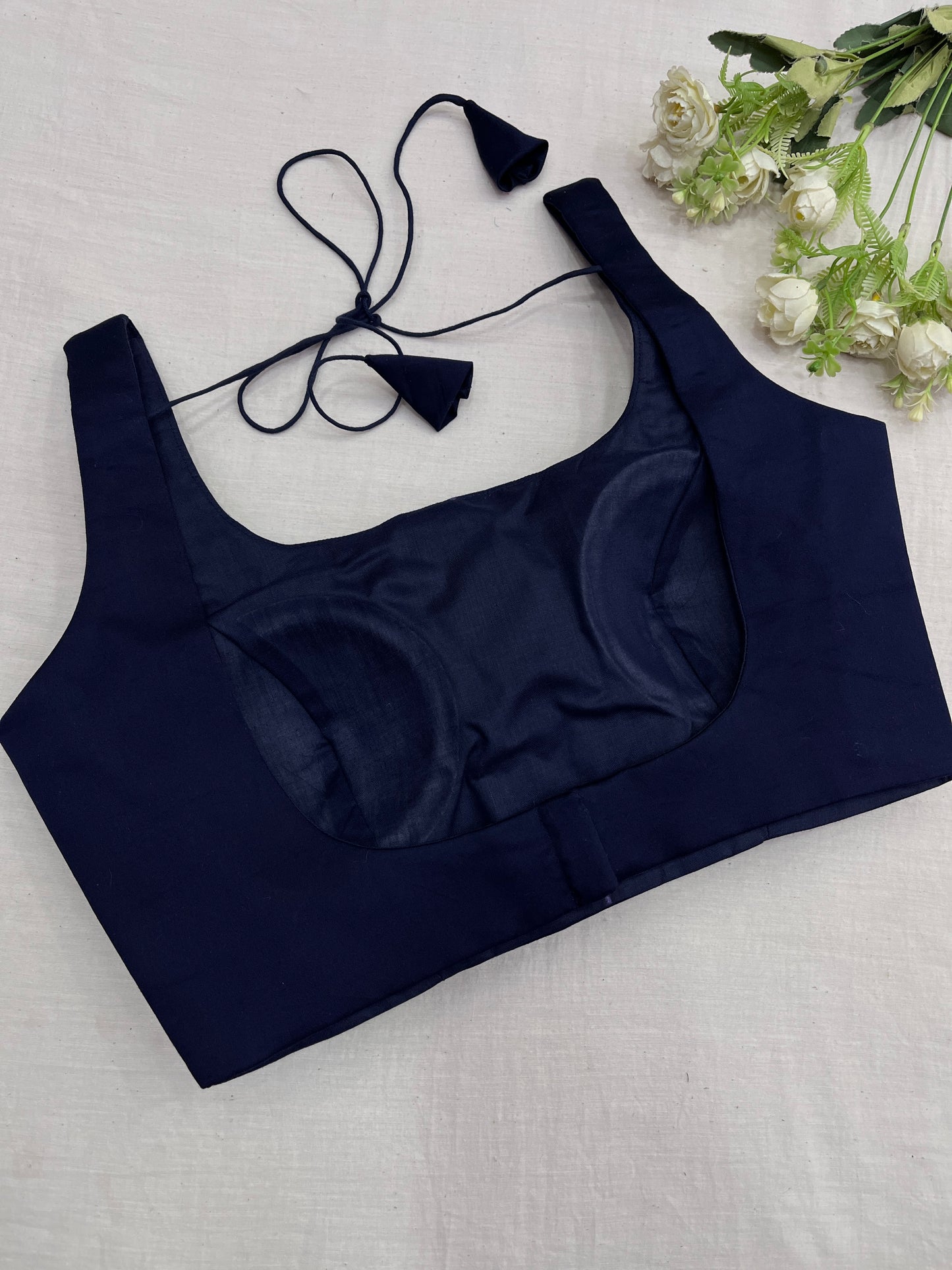 Navy Blue Backless Strap Blouse