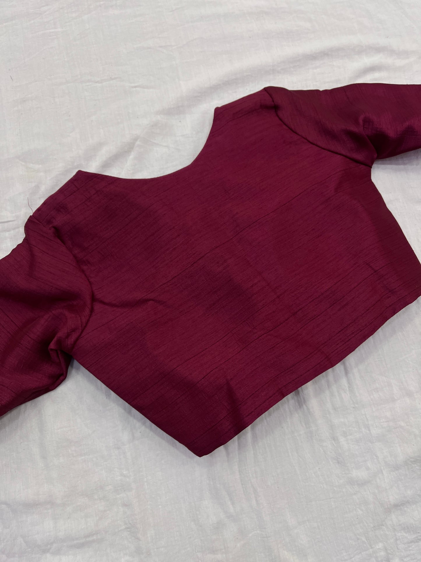 Maroon Raw Silk Flap ES Blouse