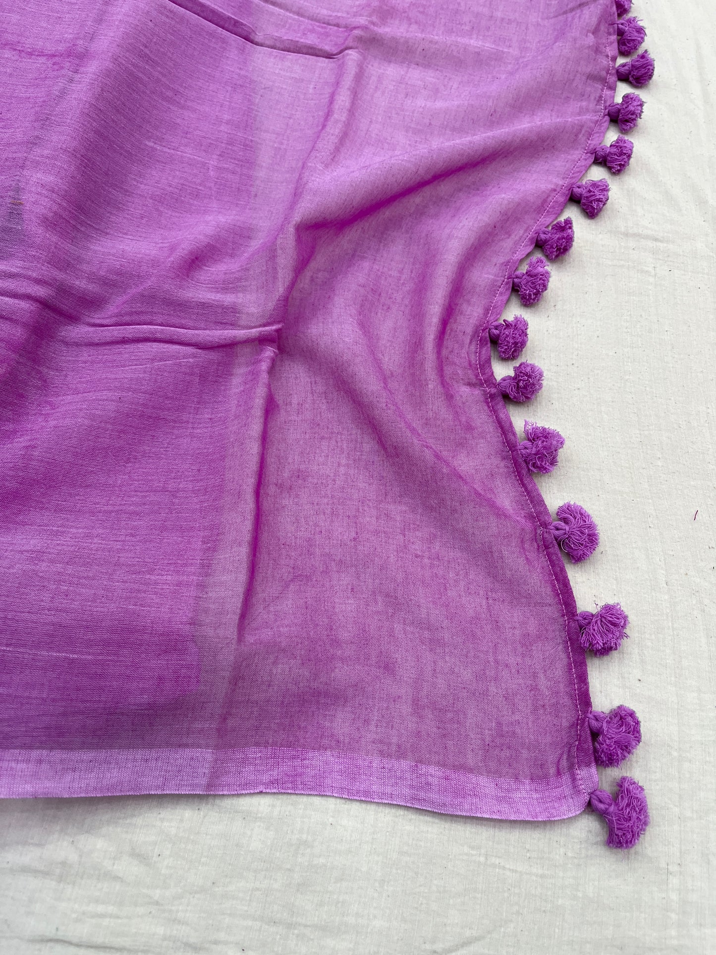 Lilac Pink Mulmul Cotton Saree