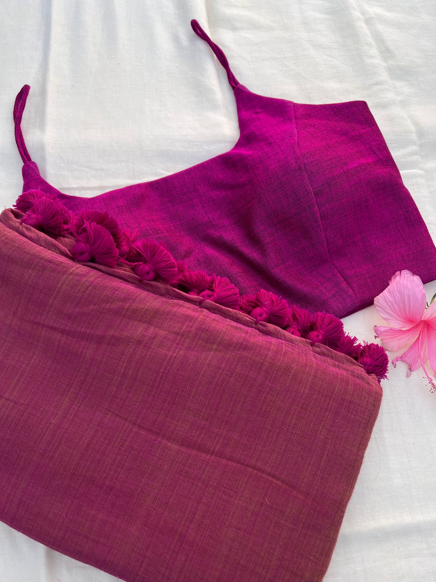 Mystic Rust Purple Saree Blouse Combo Set