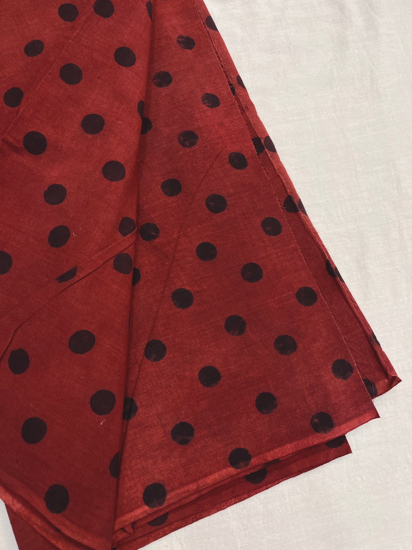 Brick Black Polka Dot Cotton Fabric