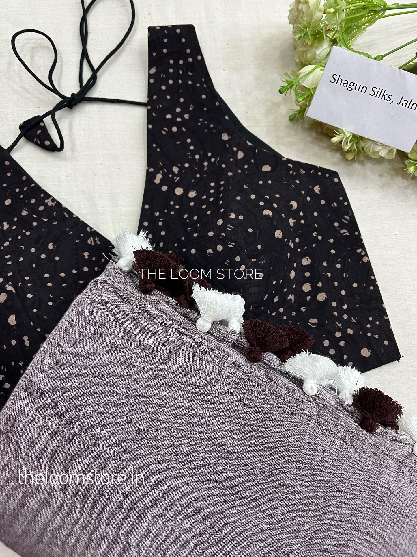 Oreo Shake - Dark Choco Saree Blouse Combo Set.