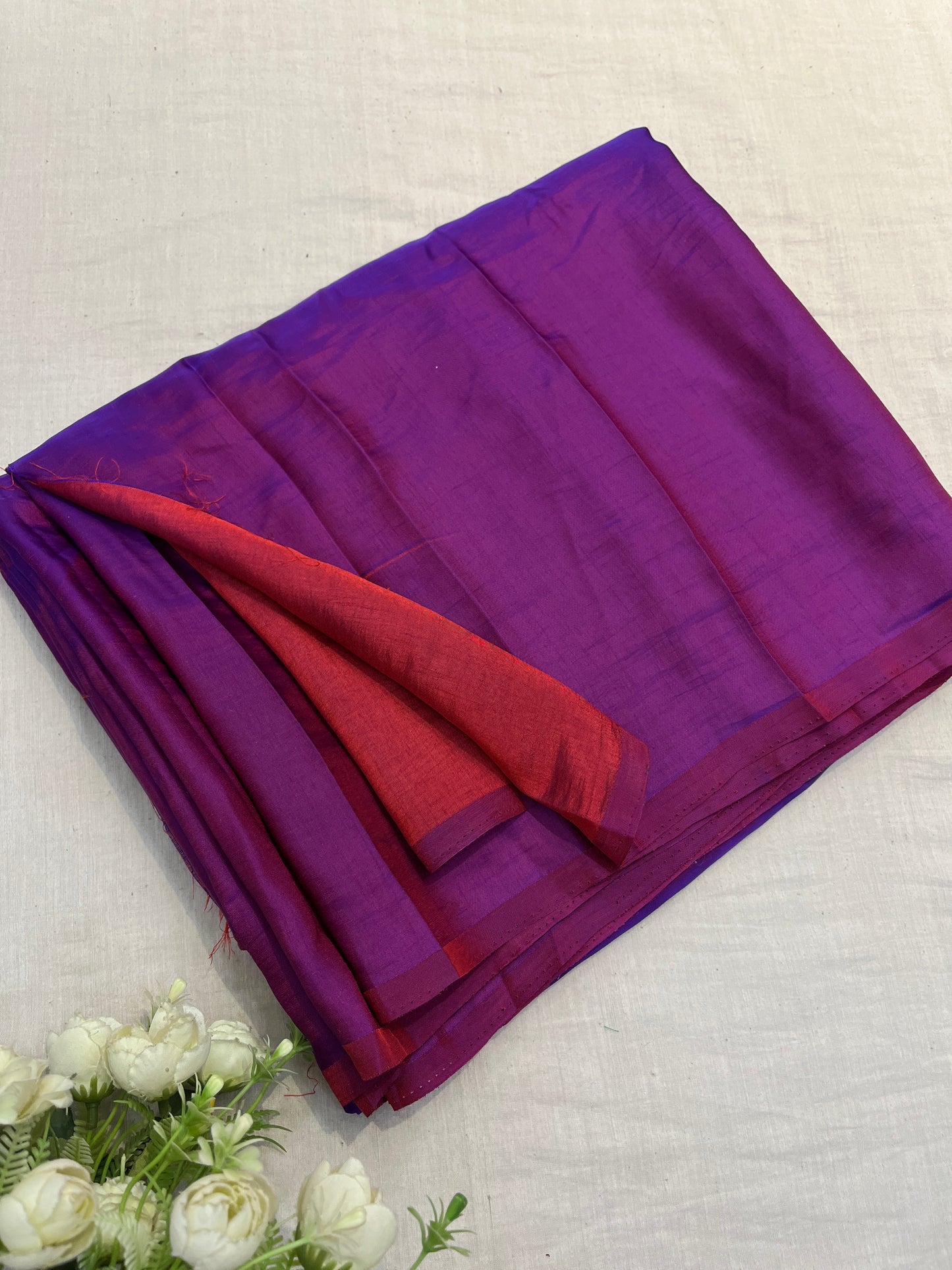 Purple Malai Silk Saree