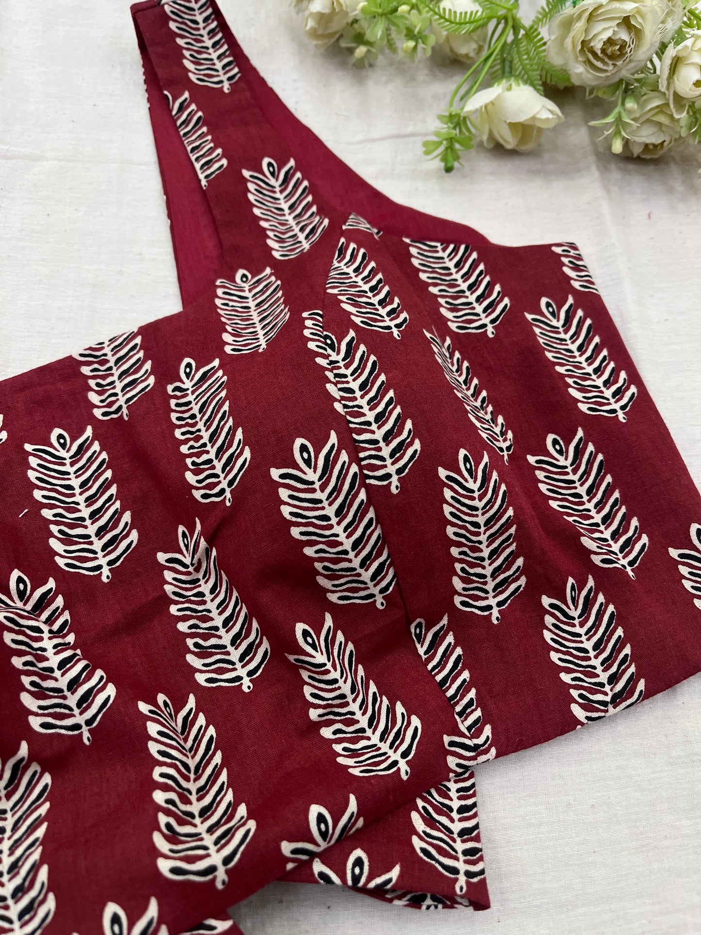 Maroon Babool Ajrakh Print Knot Blouse