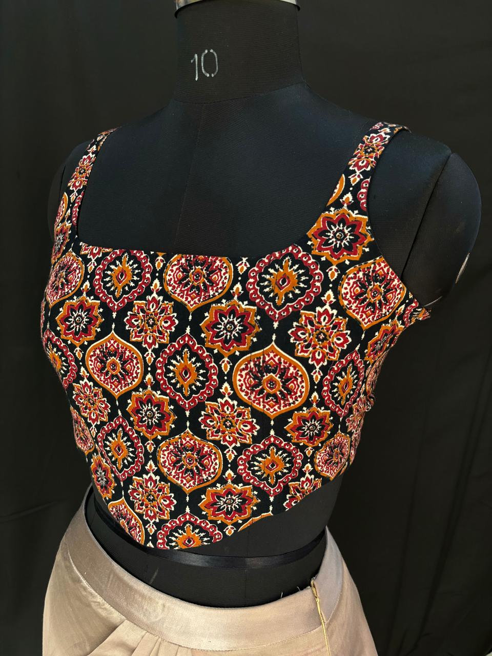 Badam Ajrakh Corset Top