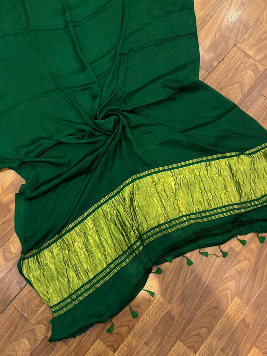 Green Modal Silk Lagdi Pallu Saree