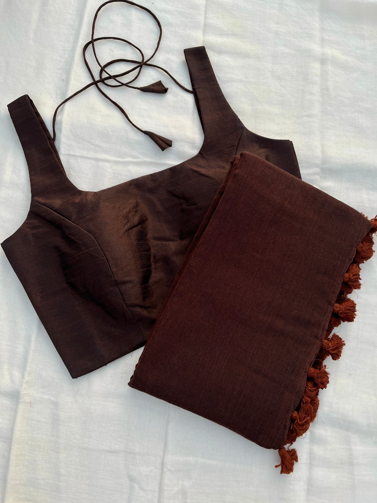 Coffee Bite Saree Blouse Co-Ord Set