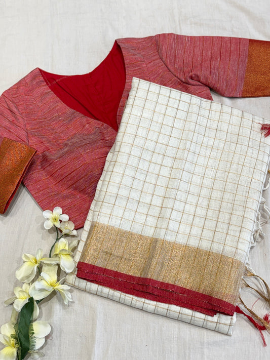 Chandrika Linen Saree Blouse Set