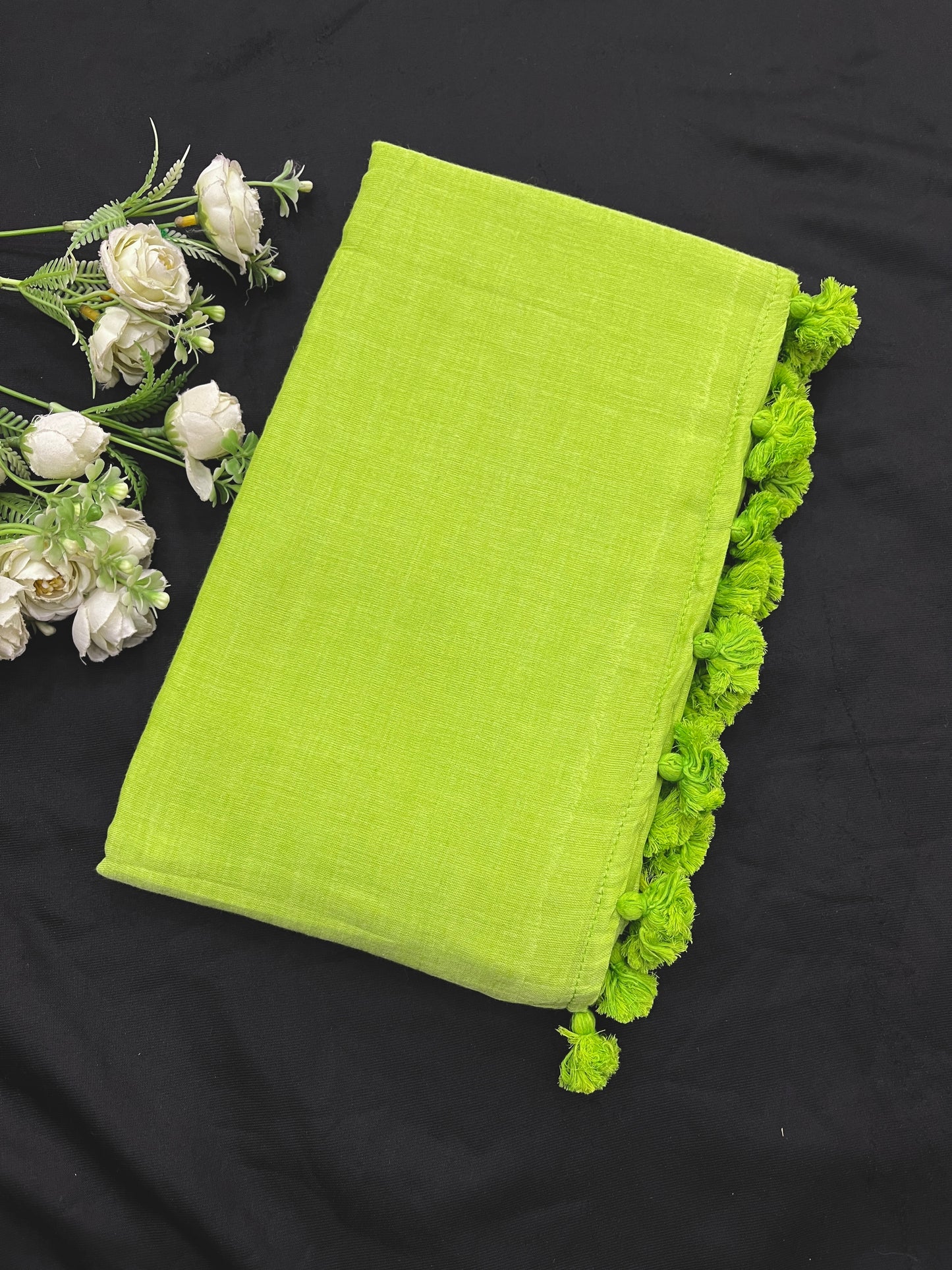 Pista Green Mulmul Cotton Saree