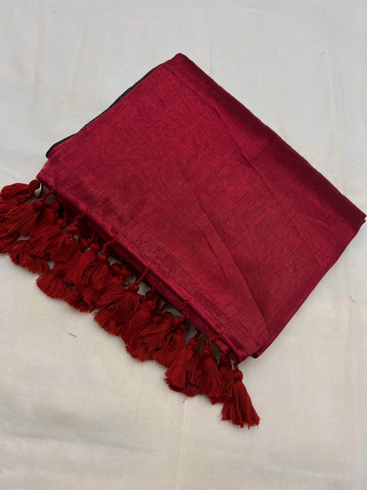 Rusty Red Tissue Mulmul Saree