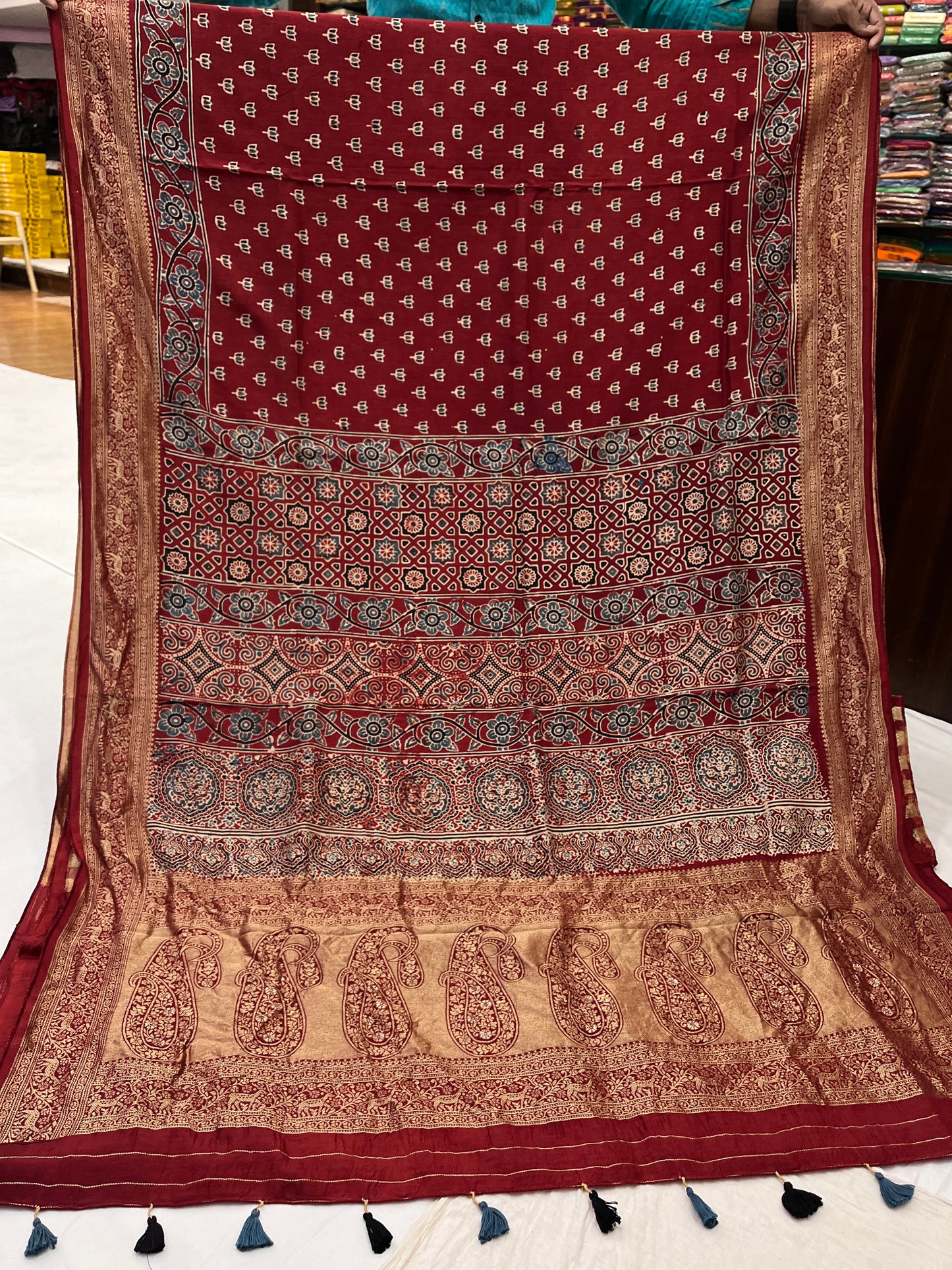 Ajrakh Dola Silk Saree 05