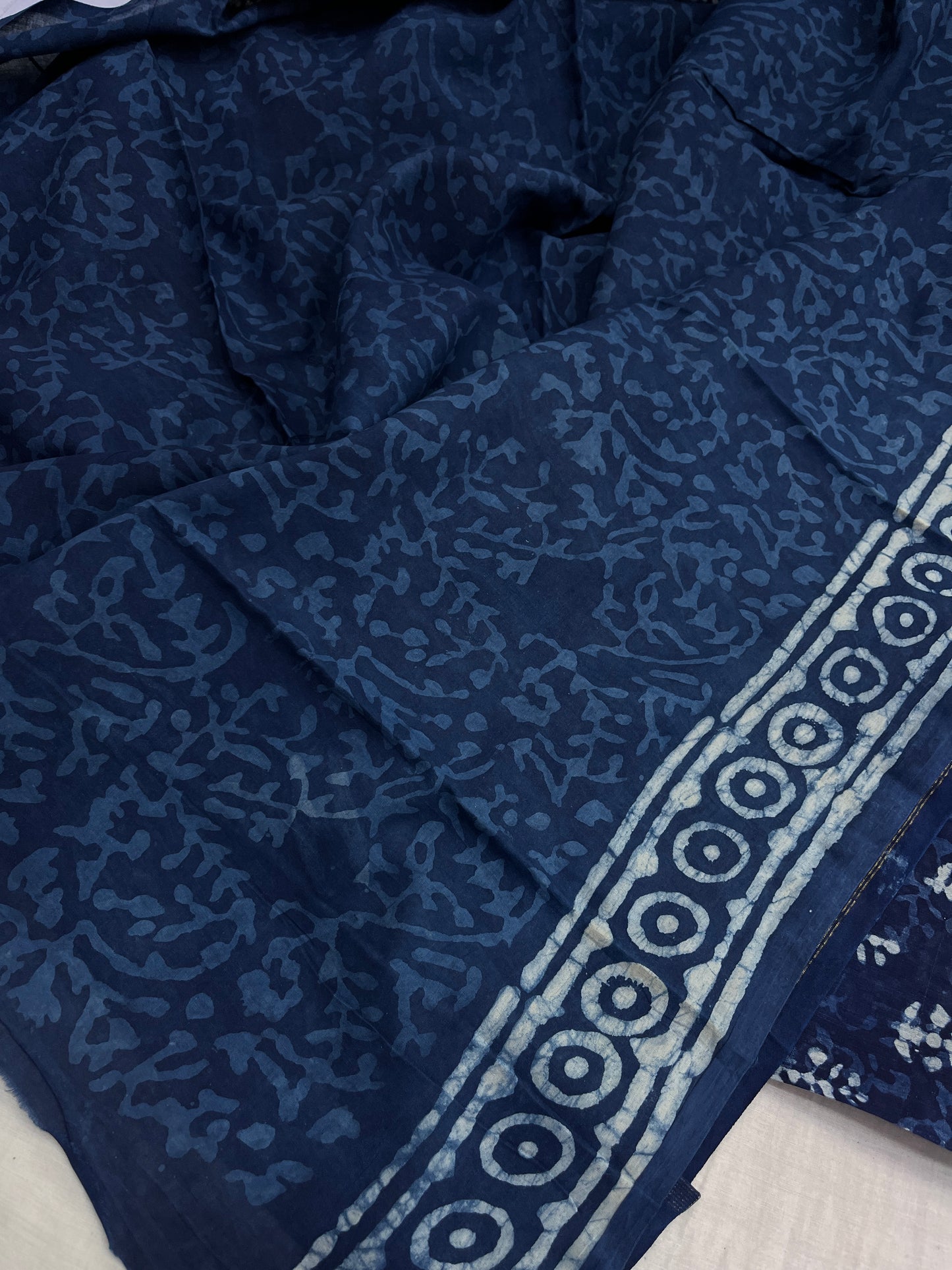 Indigo Chanderi Cotton Saree 6