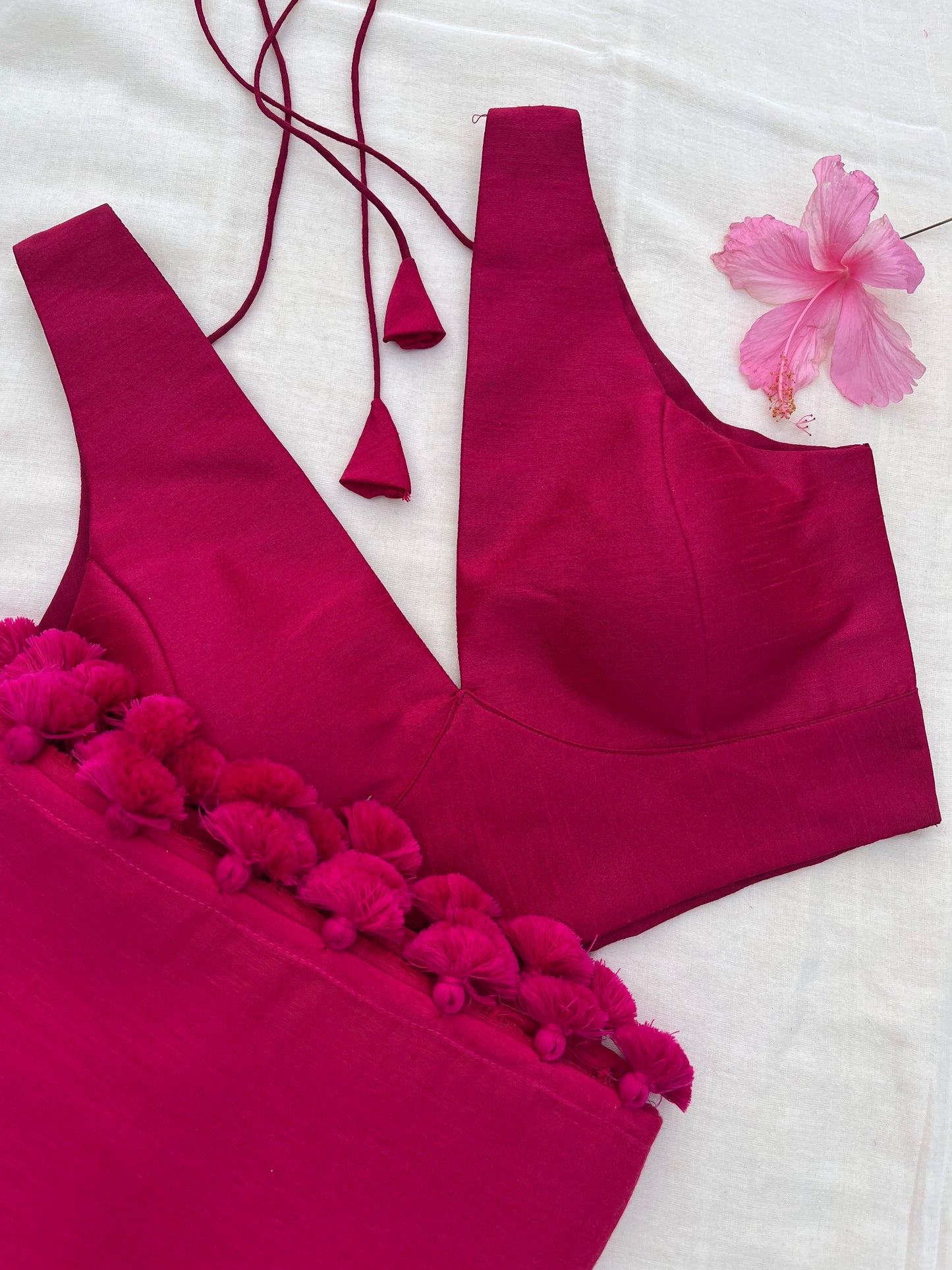 Hot Pink Saree Blouse Co-Ord Set