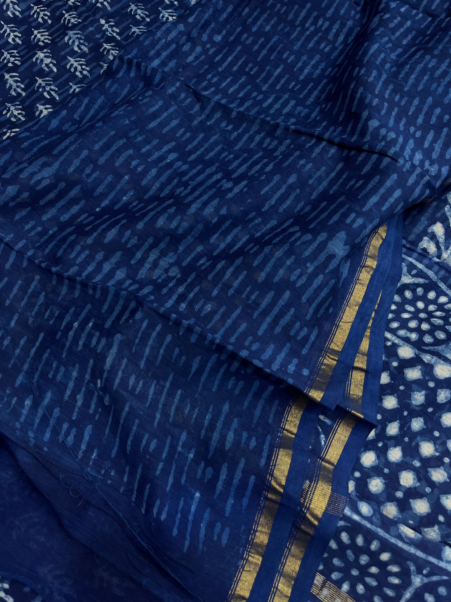 Indigo Chanderi Cotton Saree 1