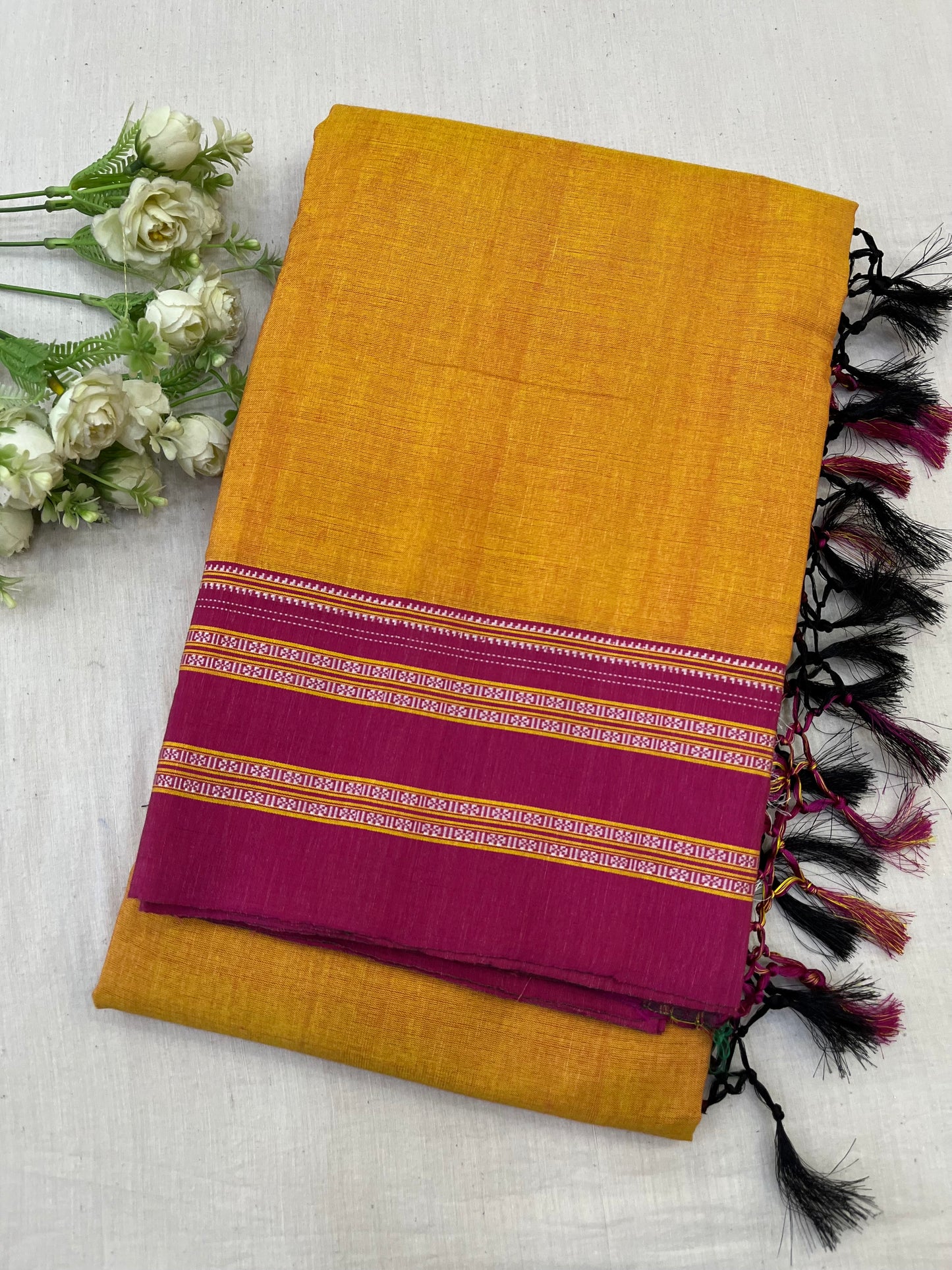 Orange Pink Viscose Ilkal Saree