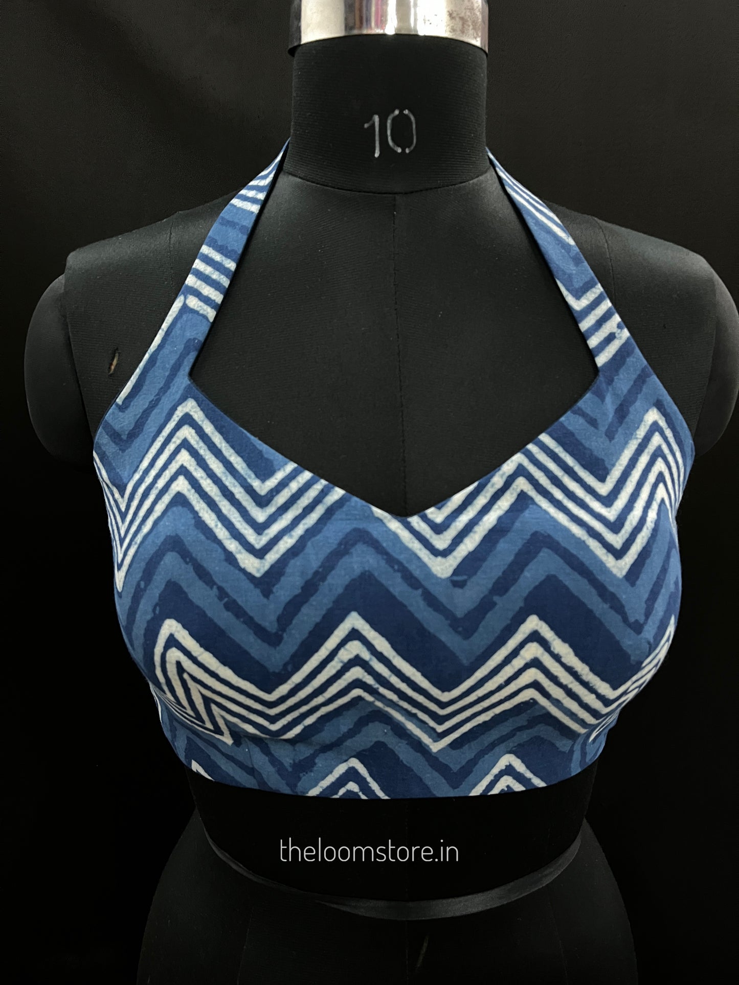 Indigo Zig Zag Crop Top