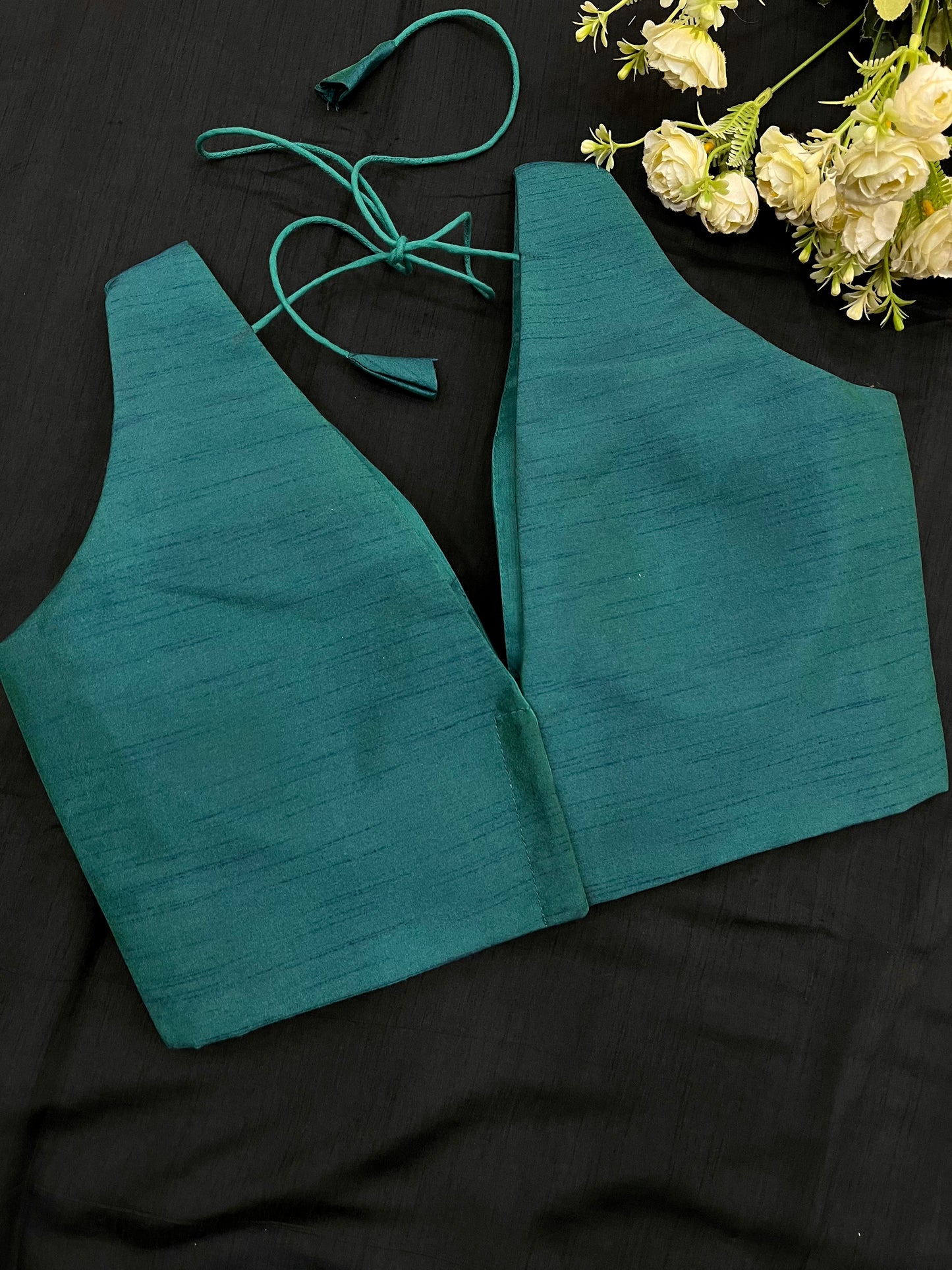 Mayuri Cross Belt Raw Silk Sleeveless Blouse