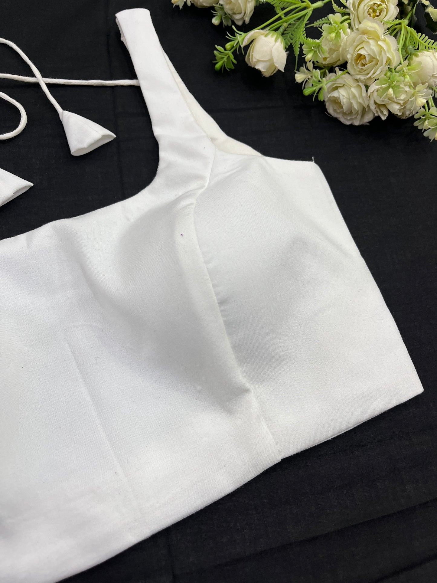 White Backless Strap Sleeveless Blouse