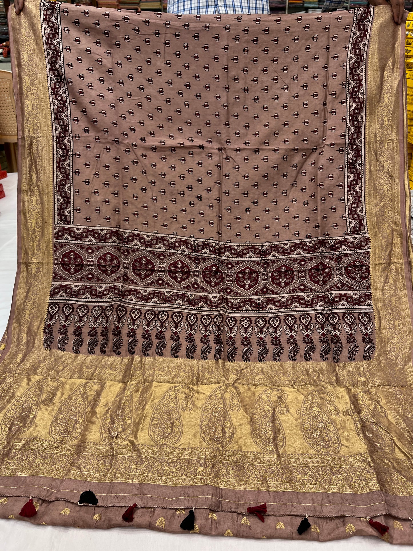 Ajrakh Dola Silk Saree 22