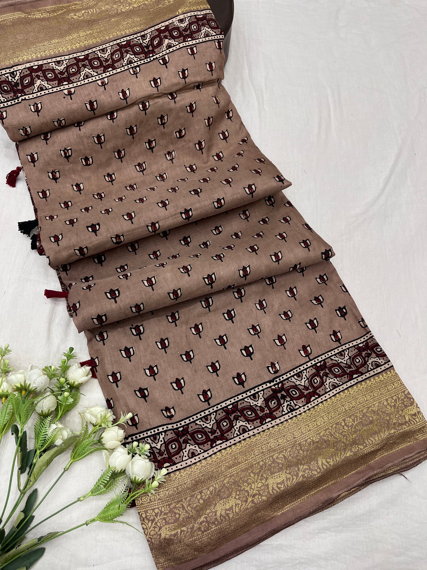 Ajrakh Dola Silk Saree 22