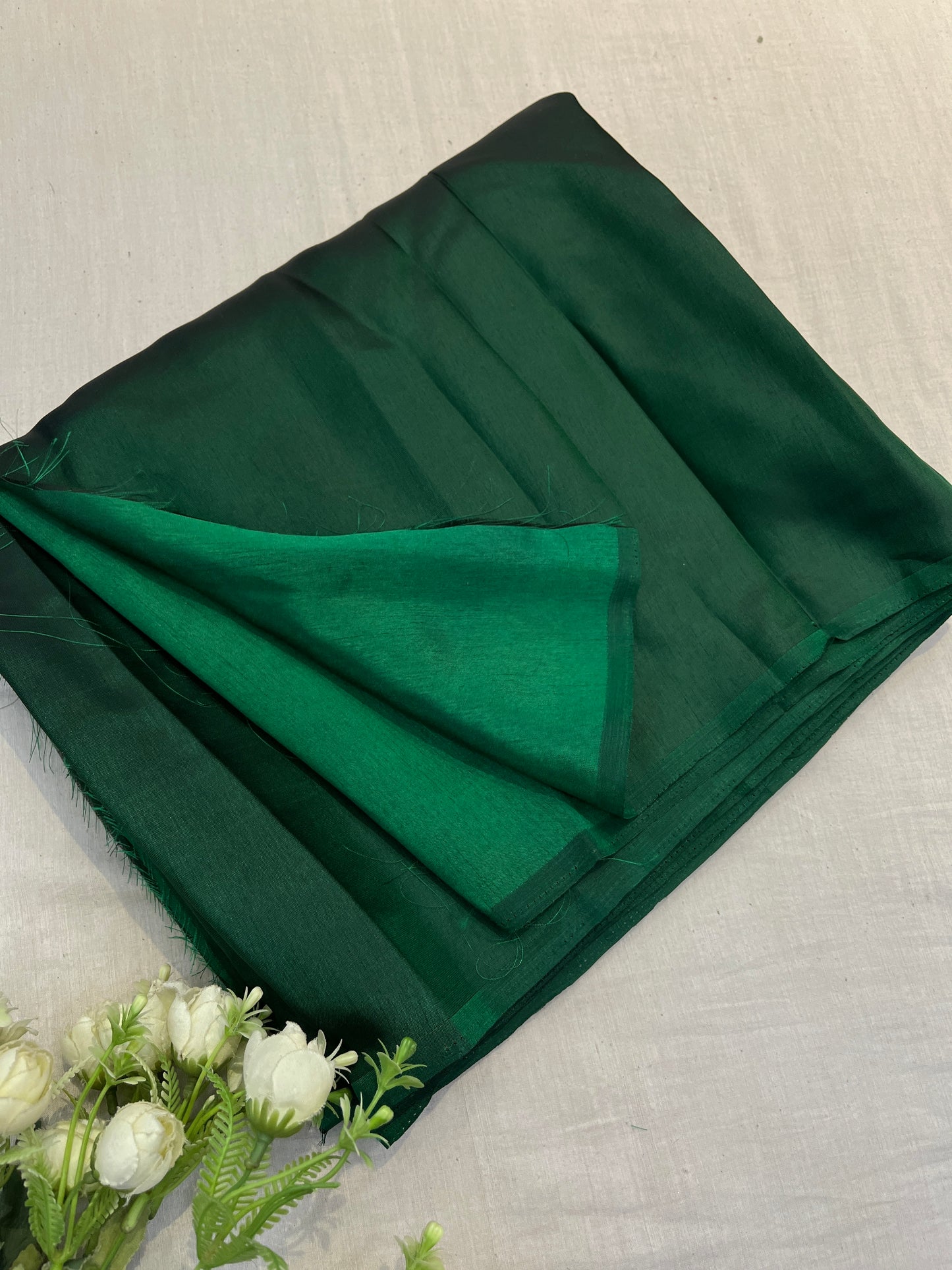 Bottle Green Malai Silk Saree