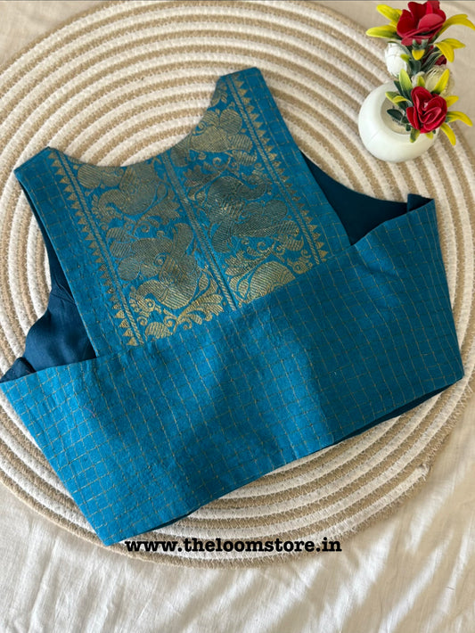Peacock Sungudi Cotton Racer Back Blouse