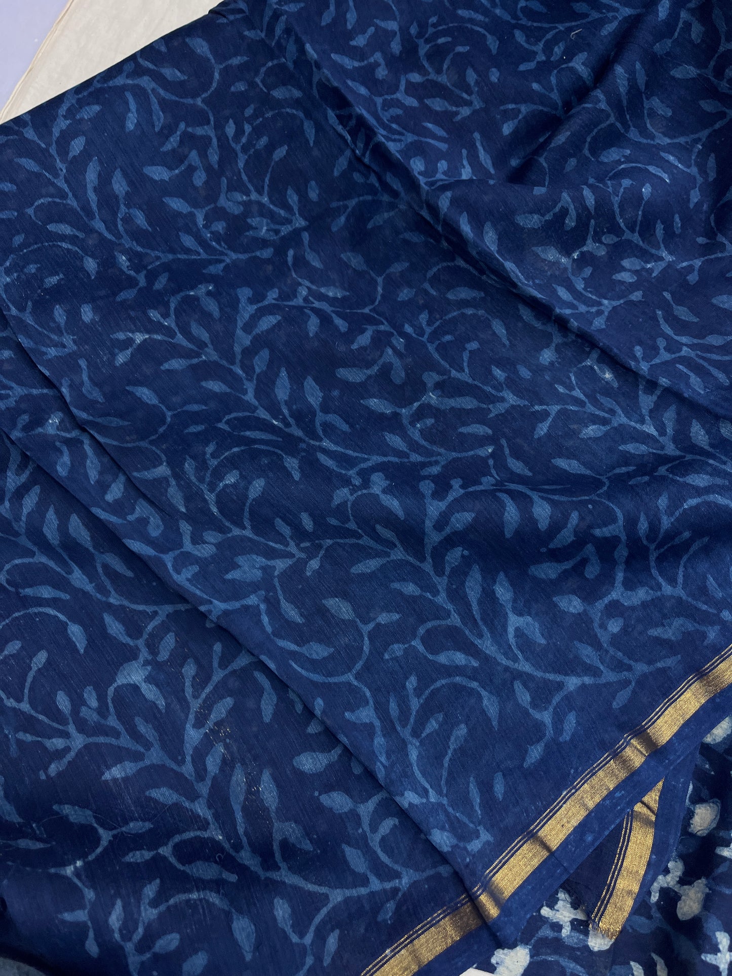 Indigo Chanderi Cotton Saree 3