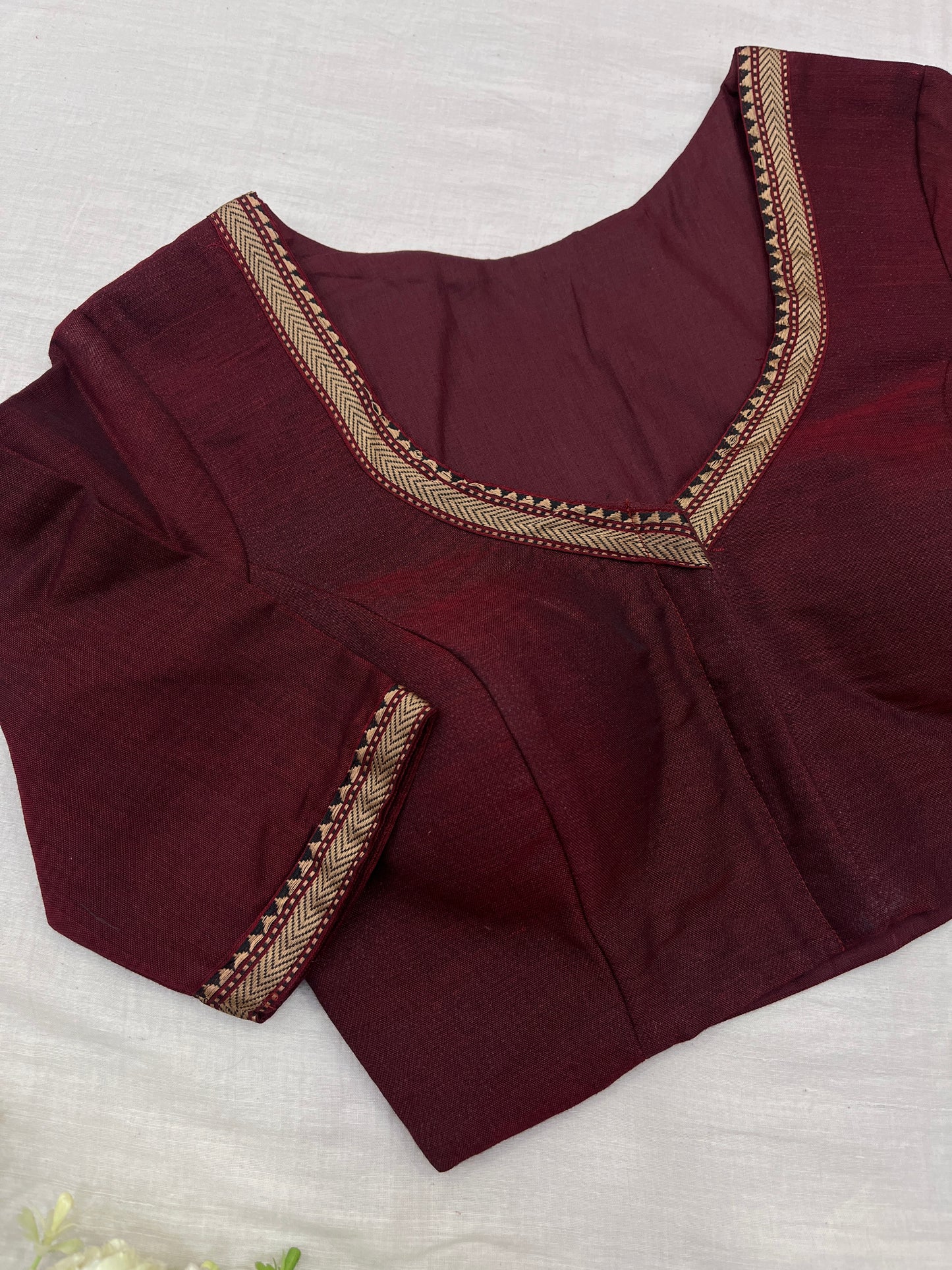 Maroon Narayanpet Saree Blouse Co-Ord Set