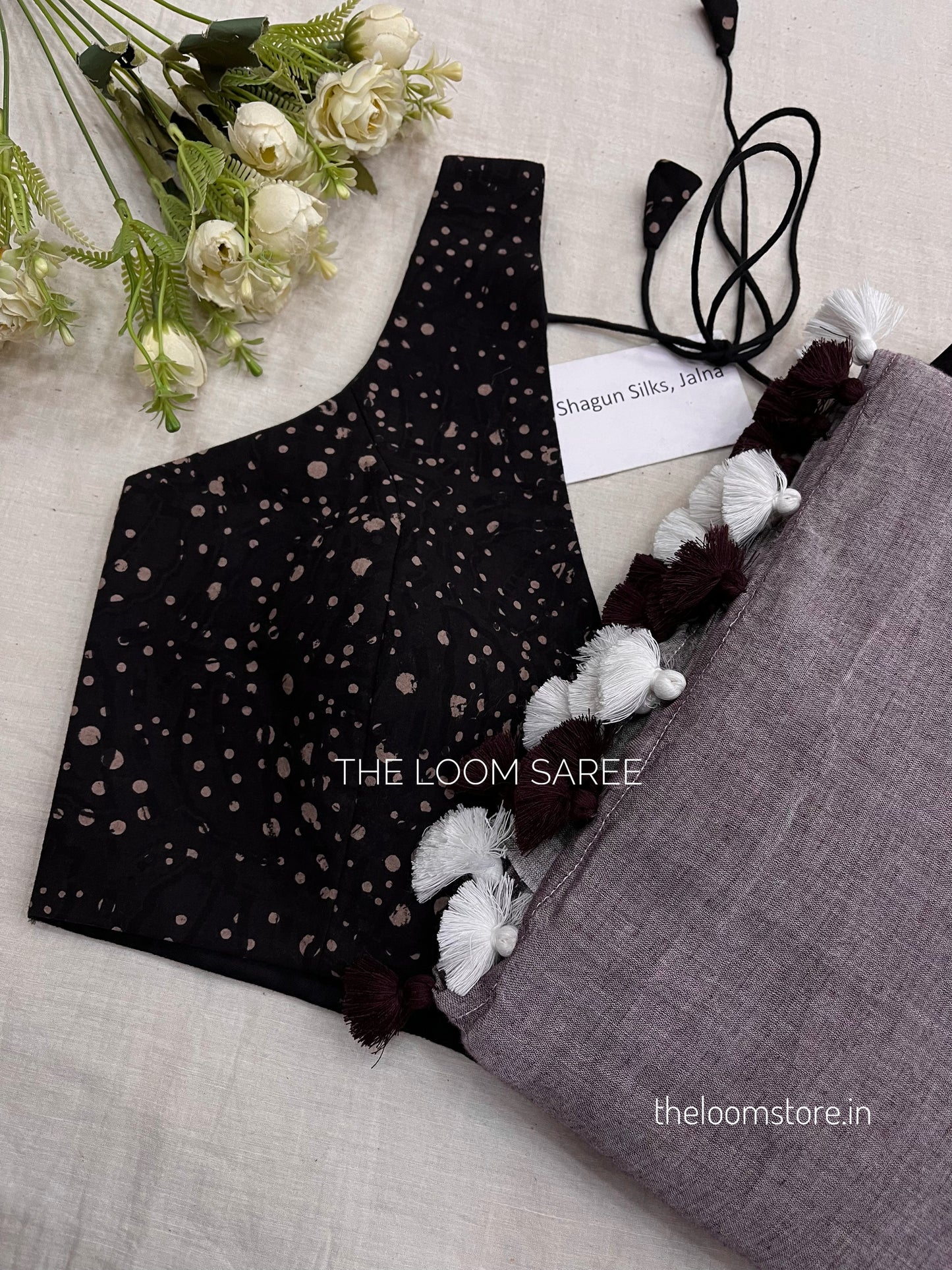 Oreo Shake - Dark Choco Saree Blouse Combo Set.