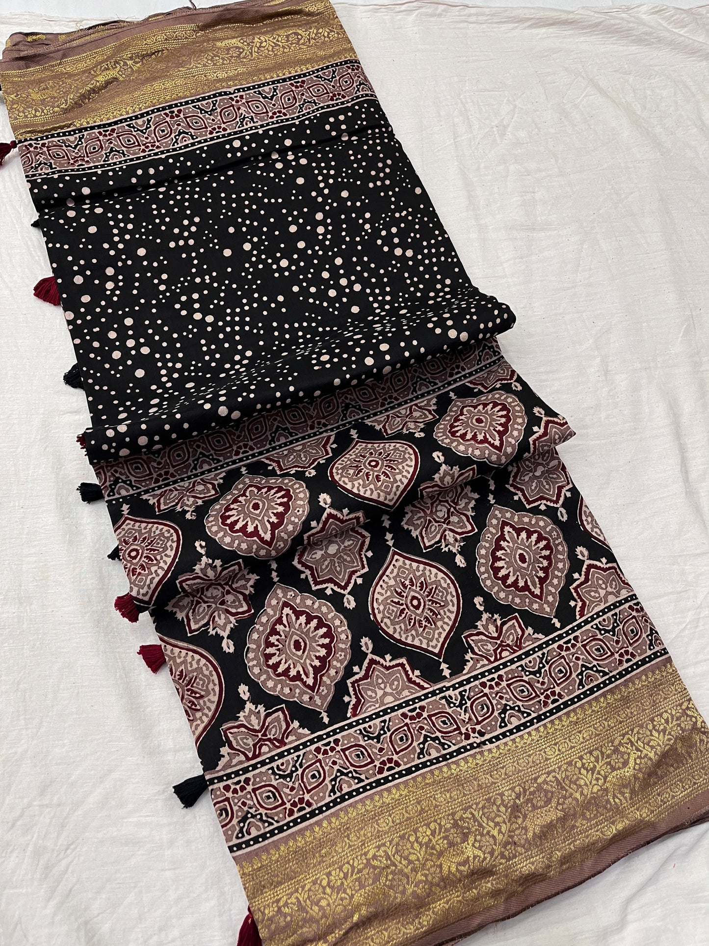 Ajrakh Dola Silk Saree 06