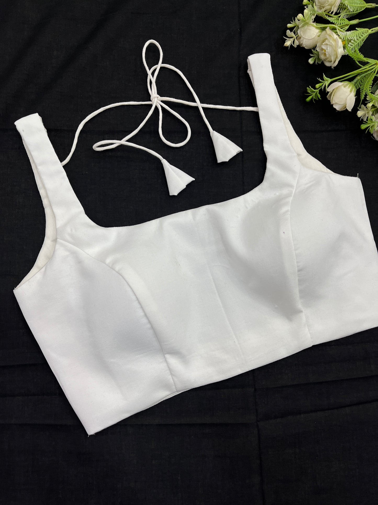 White Backless Strap Sleeveless Blouse