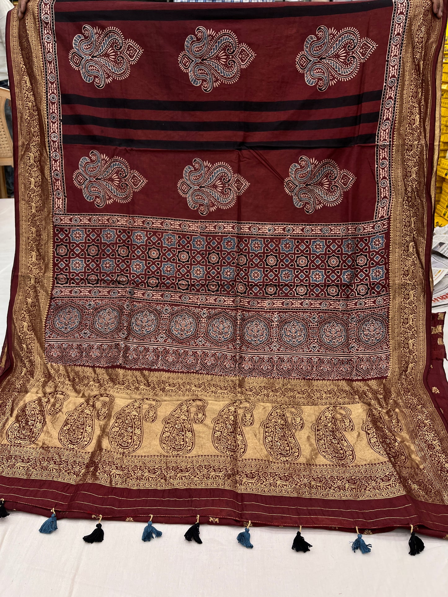 Ajrakh Dola Silk Saree 21