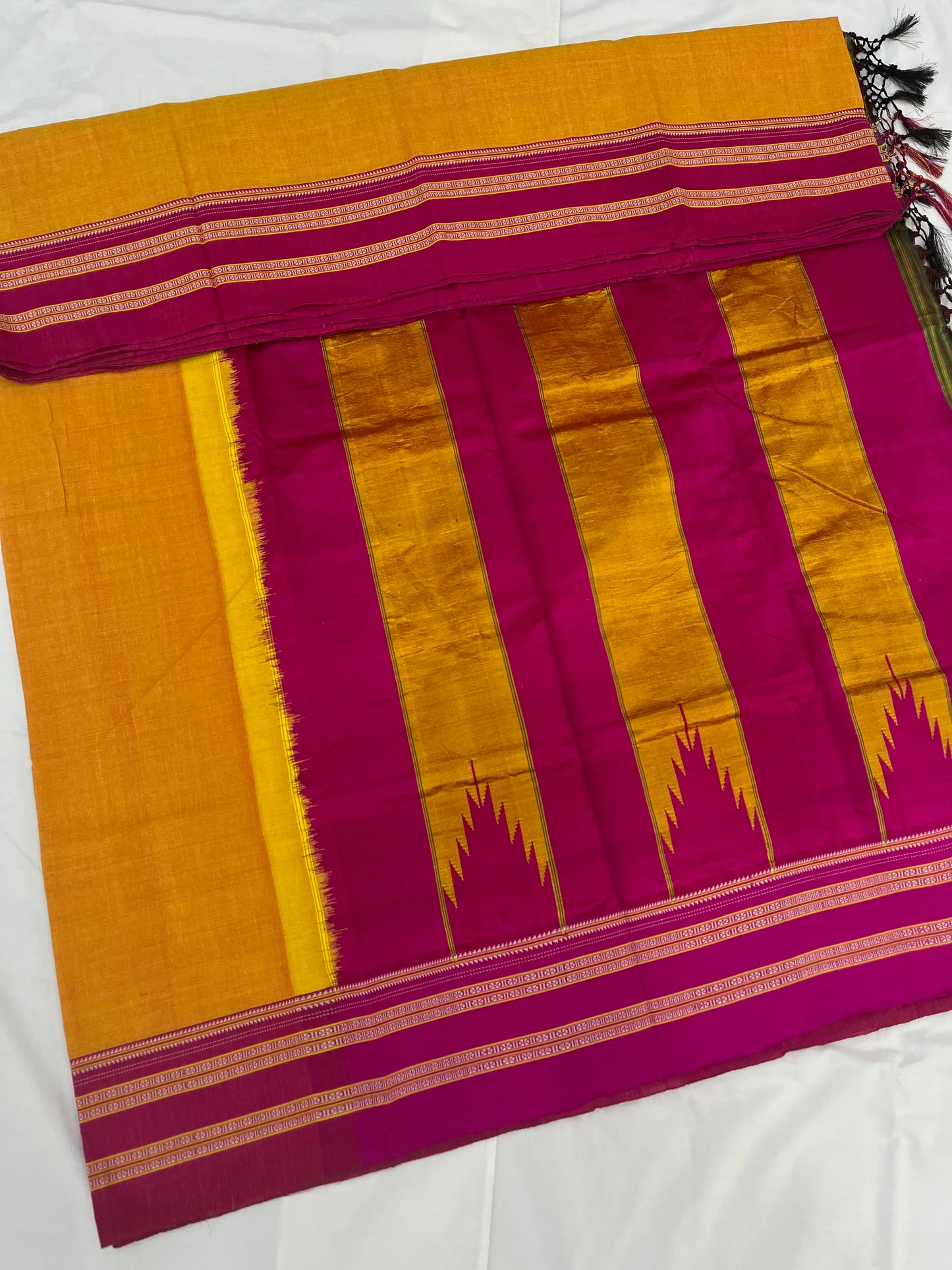 Orange Pink Viscose Ilkal Saree