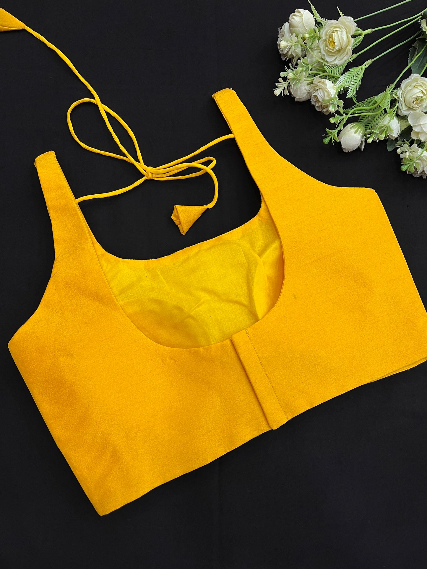 Yellow Raw Silk Basic Strap Blouse