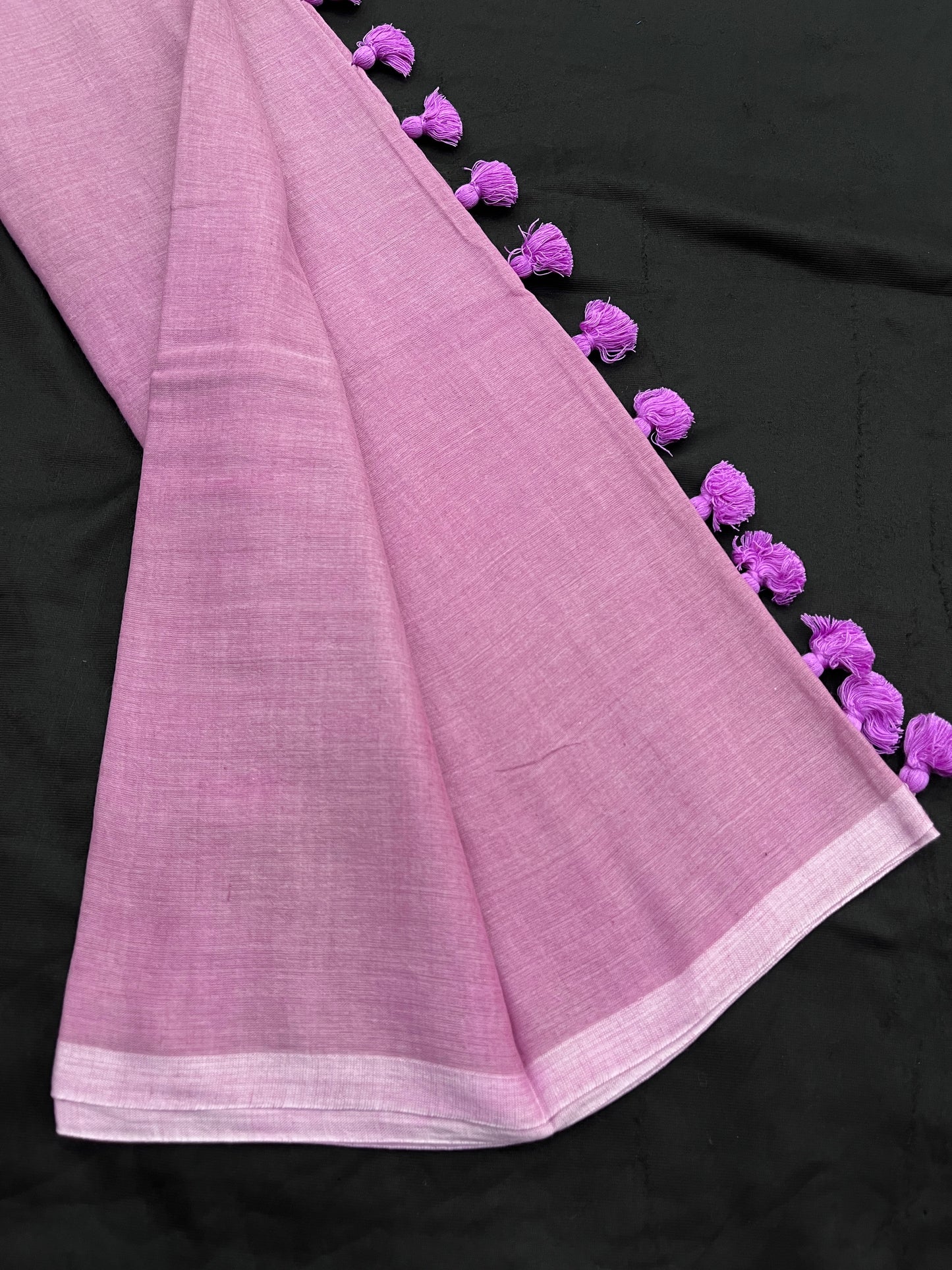 Pink Lilac Mulmul Cotton Saree