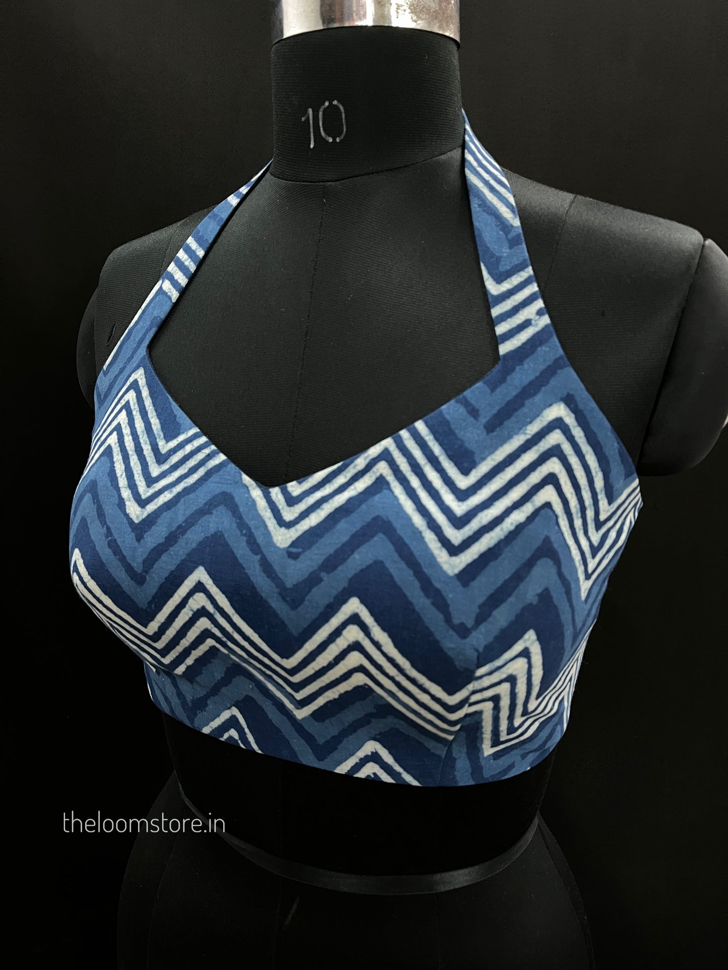 Indigo Zig Zag Crop Top